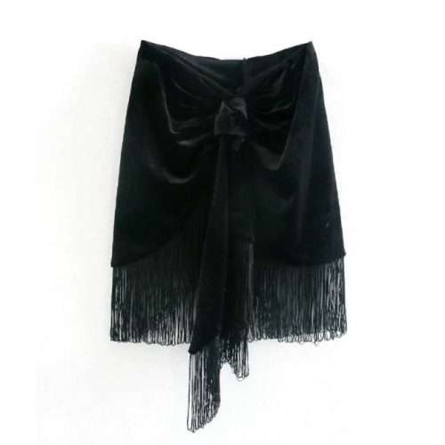 Minifalda Negra con Flecos ALIEXPRESS