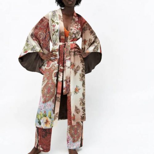 Kimono Estampado Patchwork Multicolor ZARA