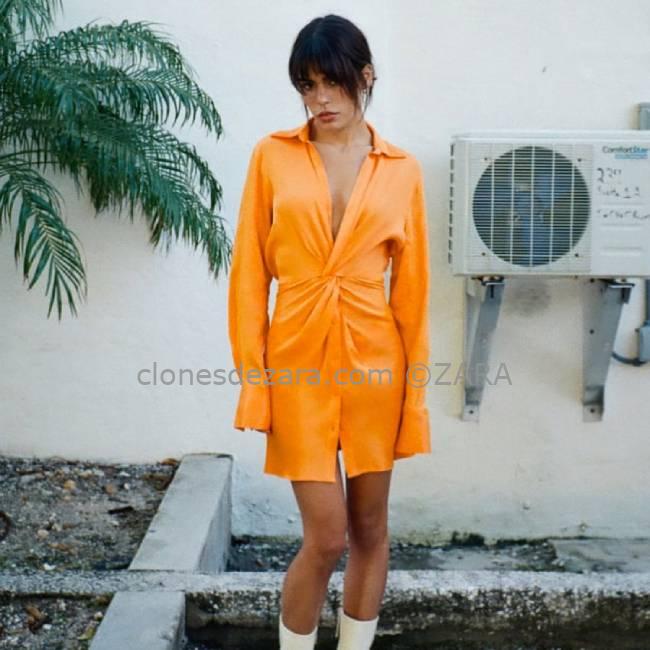 Vestido Satinado Naranja ZARA