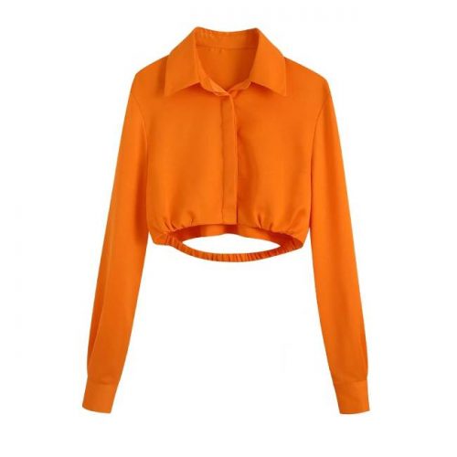 Camisa Crop Satinada Naranja ALIEXPRESS