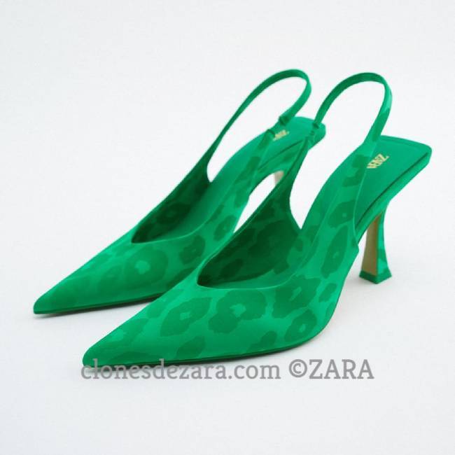 Zapato Tacón Destalonado Verde ZARA
