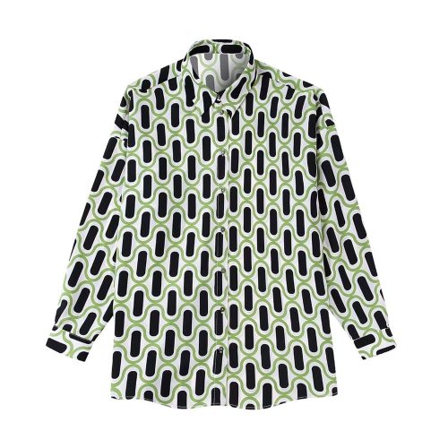 Blusa Estampado Geométrico Negro Verde ALIEXPRESS